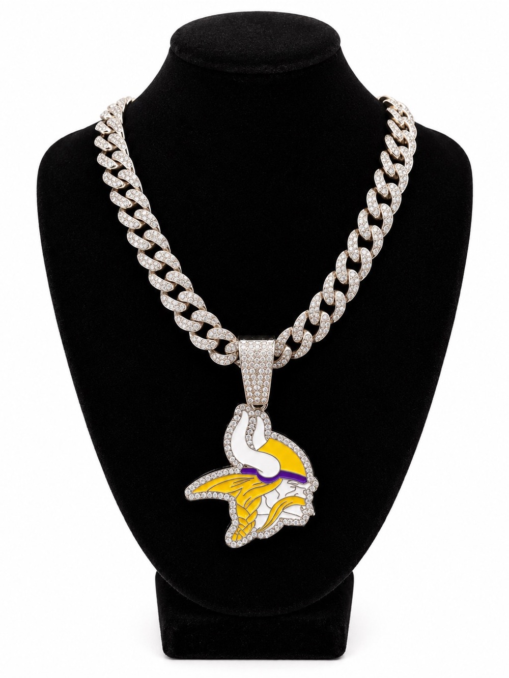Minnesota Vikings Iced Out Cuban Link Chain Necklace NFL Football Hip Hop